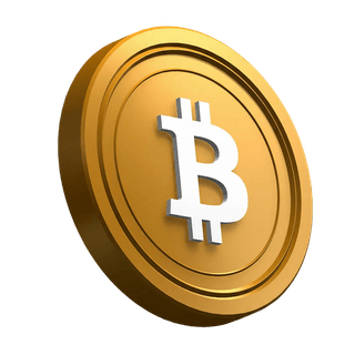 Angled Bitcoin (BTC) coin in the hero section design