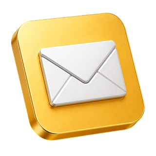 Decorative 3D mail icon shaped like an envelope on the contact us page