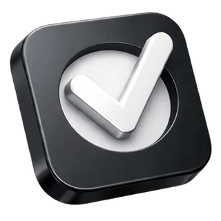 3D confirmation tick icon on the Rendovault about page